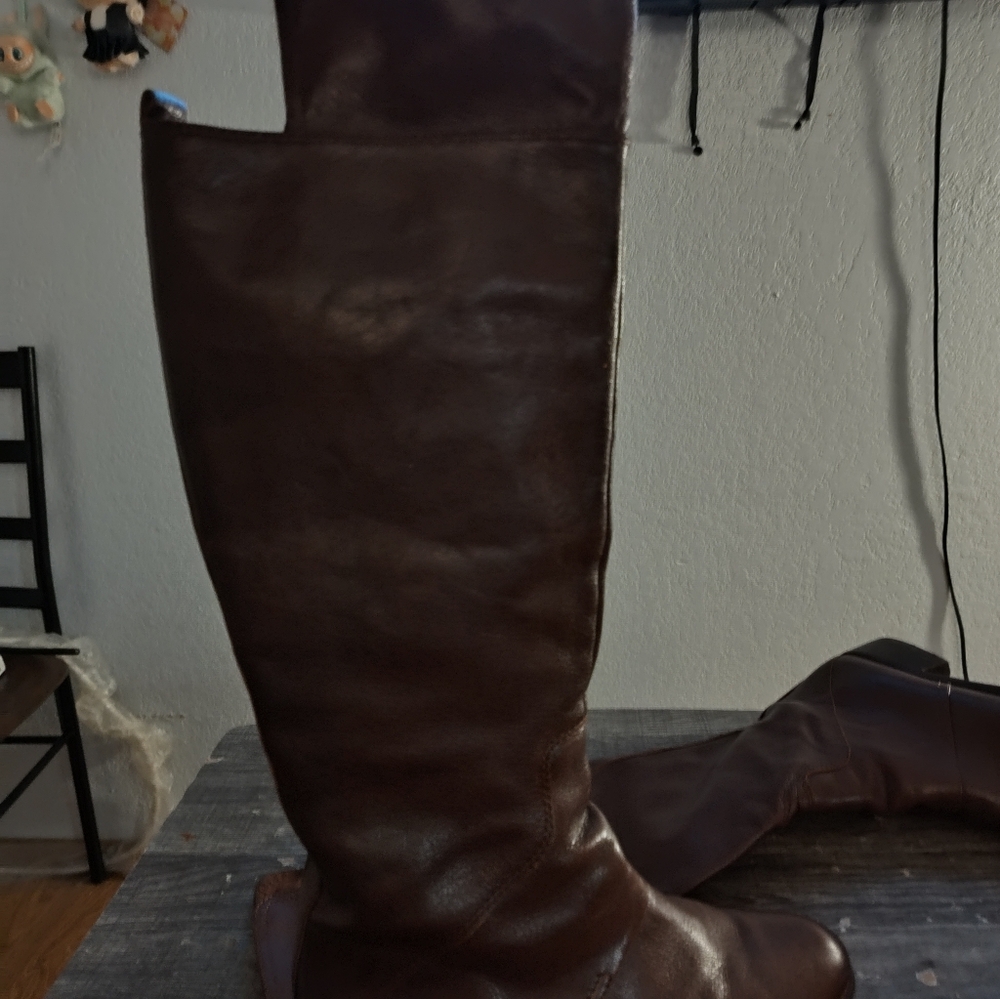 Brown Leather Knee-High Boots NINE WEST - Picture 3 of 5